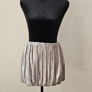 4SI3NNA Silver Pleated Bubble Mini Skirt